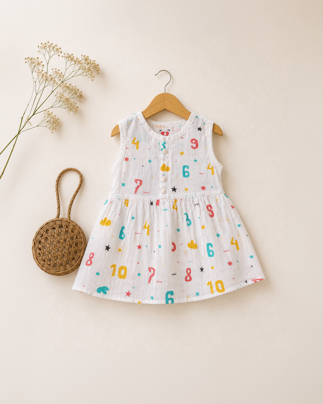 Muslin Frocks Casual-0-3 Months