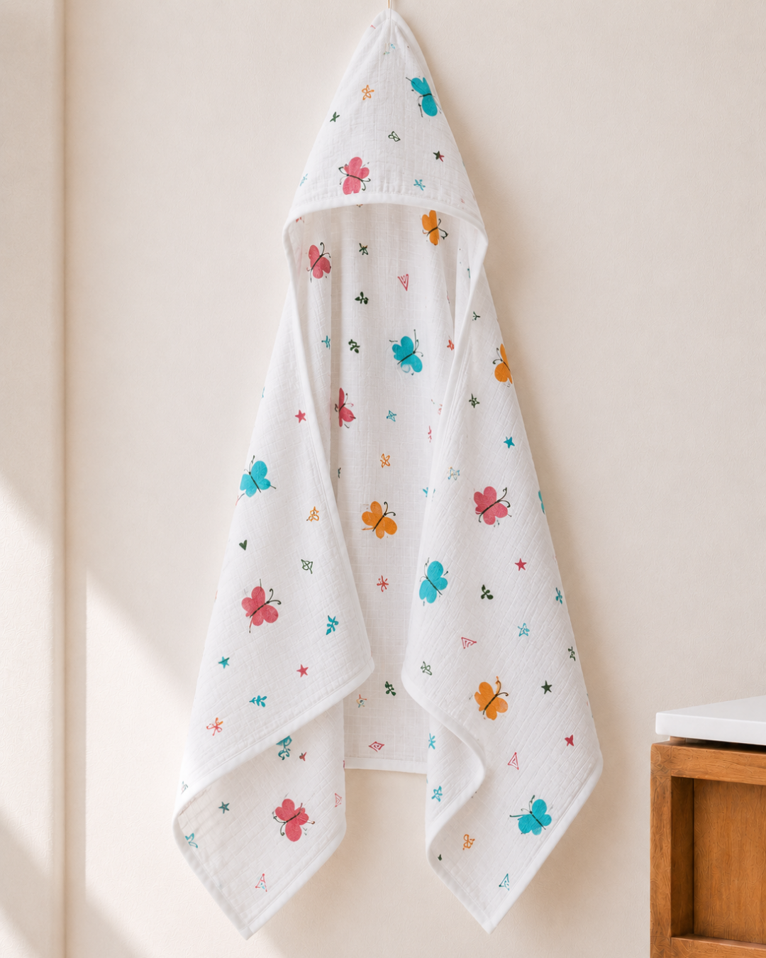 Muslin Double Layer Cap Towel- Butterfly