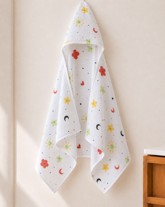 Muslin Double Layer Cap Towel- Sun and Moon
