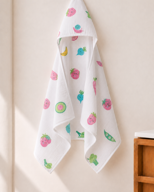 Muslin Double Layer Cap Towel- Veggies