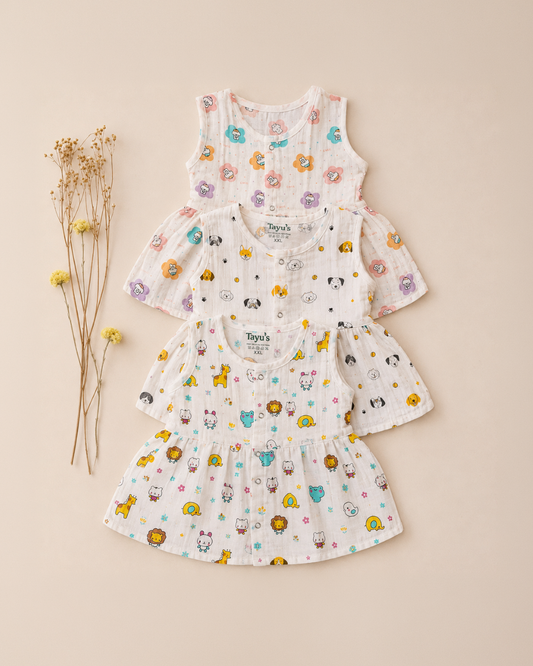 Muslin Frocks Combo-Pack of 3