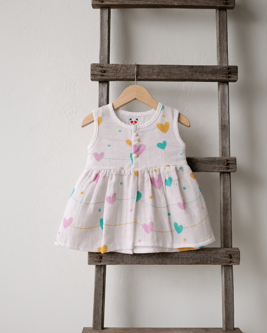 Muslin Frocks Casual-0-3 Months