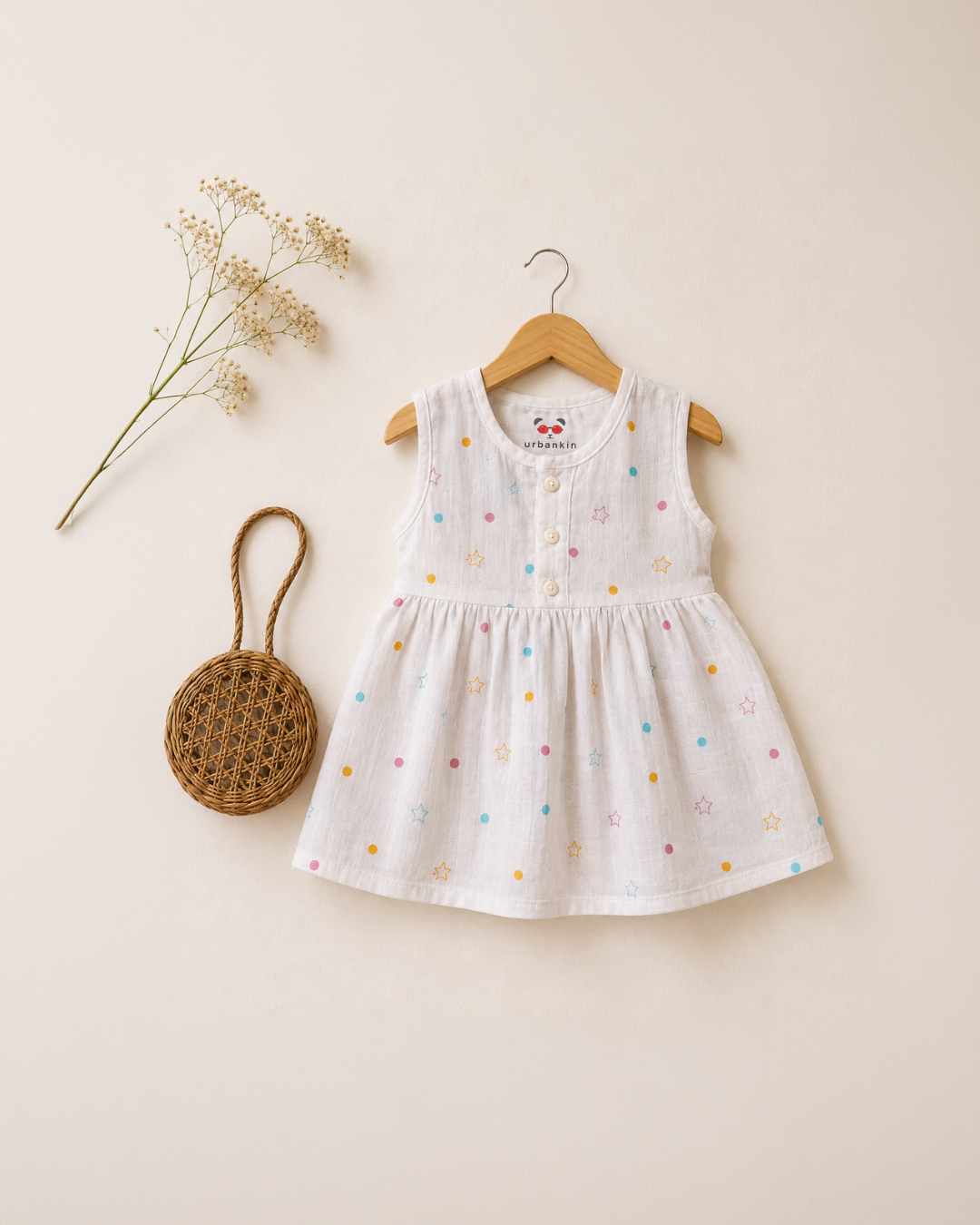 Muslin Frocks Casual-0-3 Months