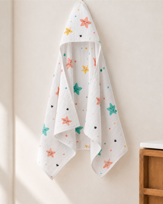 Muslin Double Layer Cap Towel- Star New