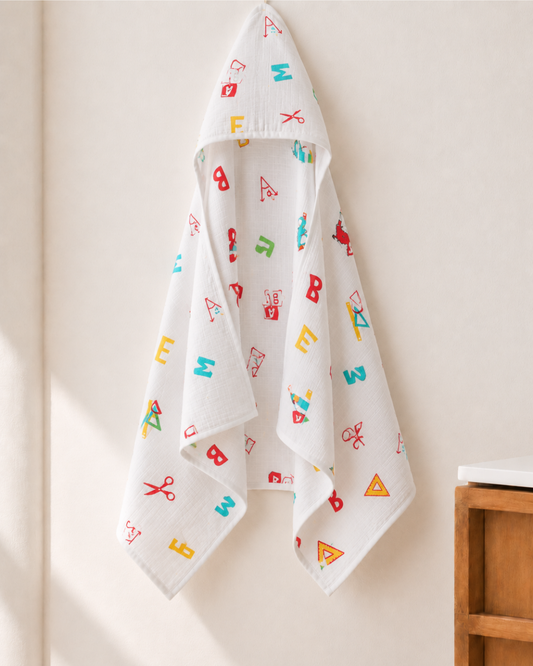 Muslin Double Layer Cap Towel- Alphabet