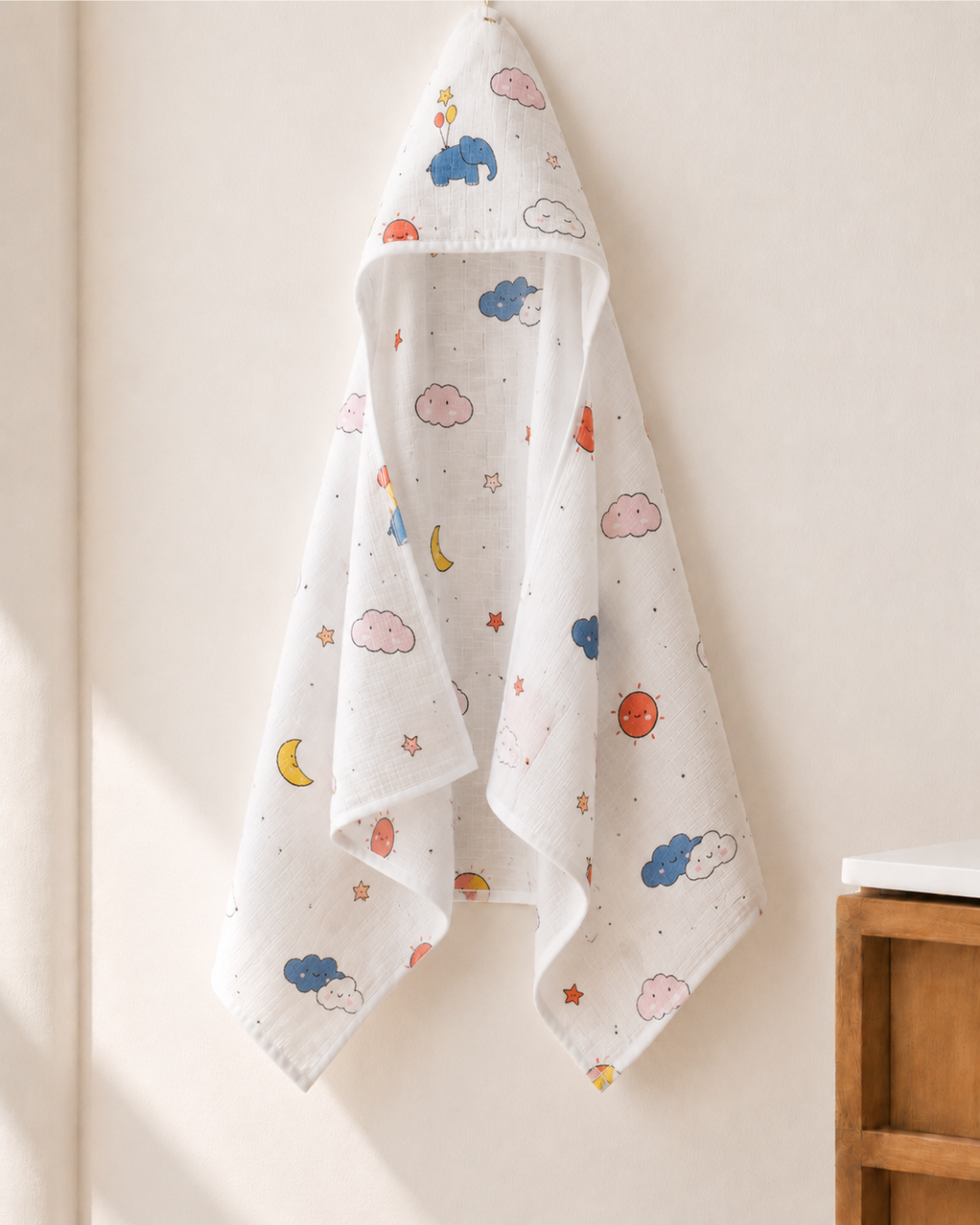 Muslin Double Layer Cap Towel- Elephant