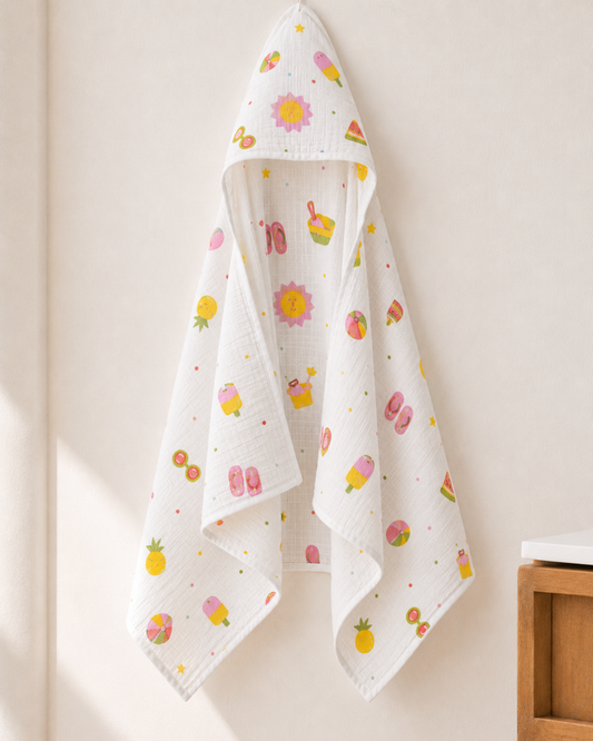 Muslin Double Layer Cap Towel- Beach