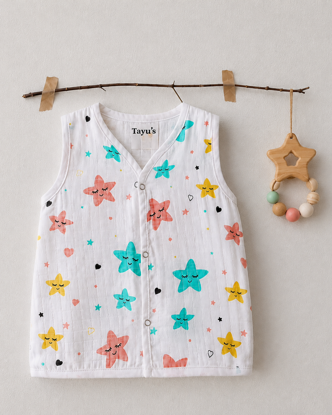 Muslin Button Jabla stars