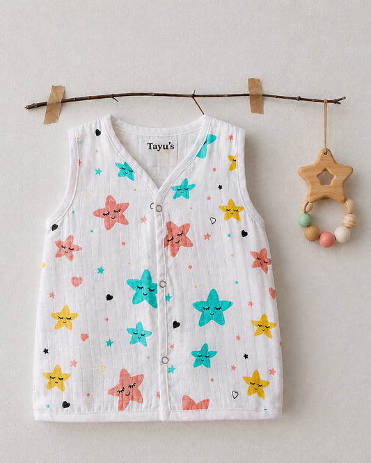 Muslin Button Jabla stars