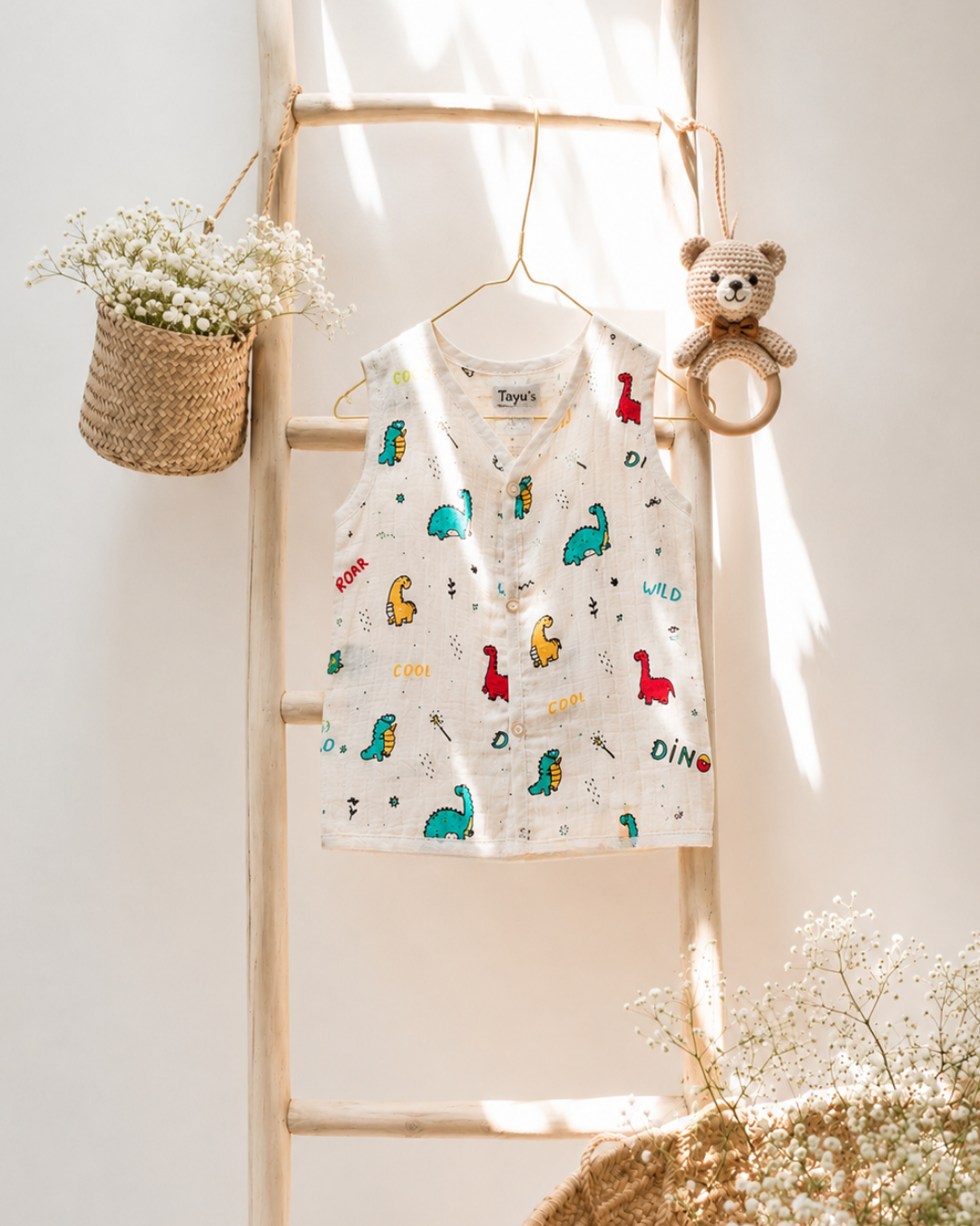 Muslin Button Jabla Dino